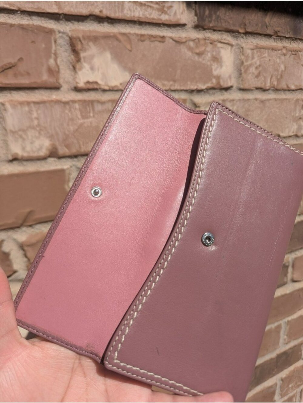 Vintage Y2K Coach Smooth Leather Trifold Turn Lock Wallet Clutch Mauve/Purple? - Picture 8 of 9
